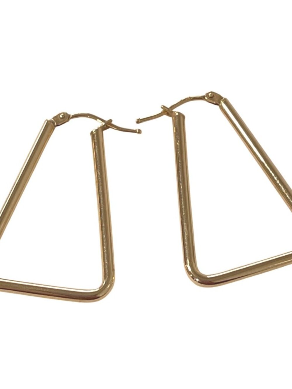 14K Gold Geometric Triangular Hoop Earrings 1.5 g Polished Yellow Gold Hollow
